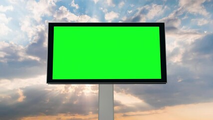 Wall Mural - timelapse - blank green billboard or large display and sun beams shining through moving dramatic whi