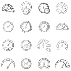 Poster - Speedometer icons set in outline style isolated on white background