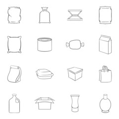 Poster - Packing icons set in outline style isolated on white background