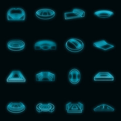 Poster - Stadium set icons in neon style isolated on a black background