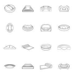 Poster - stadium icons set in outline style isolated on white background