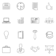 Poster - Businessman set icons in outline style isolated on white background