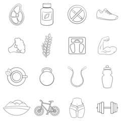 Poster - Healthy lifestyle set icons in outline style isolated on white background