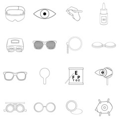 Poster - Ophthalmologist set icons in outline style isolated on white background