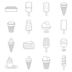 Poster - Ice cream set icons in outline style isolated on white background