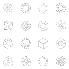 Poster - Download status set icons in outline style isolated on white background
