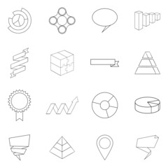 Poster - Infographic design set icons in outline style isolated on white background