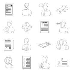 Canvas Print - Human resources set icons in outline style isolated on white background