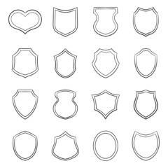 Poster - Shield set icons in outline style isolated on white background