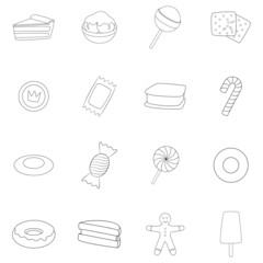 Poster - Different candy set icons in outline style isolated on white background