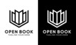 © Anthea - Black open book with text icon. Can be used as logo for bookstore or shop, library, education or learning concept etc. on a black and white background.
