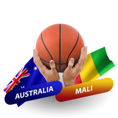 Basketball competition match, national teams australia vs mali