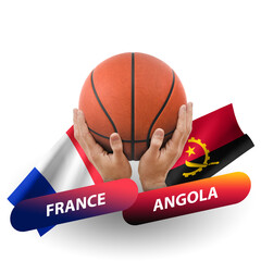 Basketball competition match, national teams france vs angola