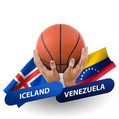 Basketball competition match, national teams iceland vs venezuela