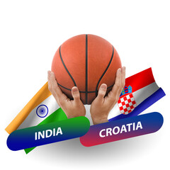 Basketball competition match, national teams india vs croatia