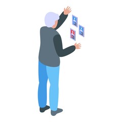 Poster - Seek online work icon isometric vector. Job search. Company agency