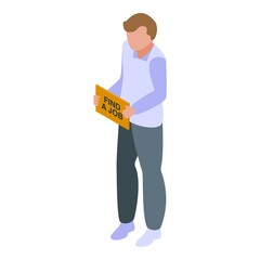 Poster - Man find a job icon isometric vector. Search work. Seek