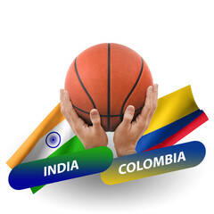 Basketball competition match, national teams india vs colombia