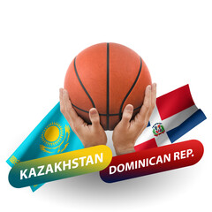 Basketball competition match, national teams kazakhstan vs dominican republic