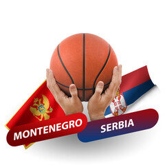 Basketball competition match, national teams montenegro vs serbia