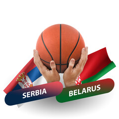 Basketball competition match, national teams serbia vs belarus