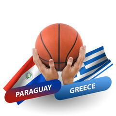 Basketball competition match, national teams paraguay vs greece