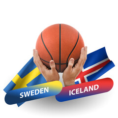 Basketball competition match, national teams sweden vs iceland