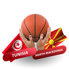 Basketball competition match, national teams tunisia vs north macedonia