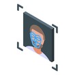Face detection icon isometric vector. Data privacy. Legal shield