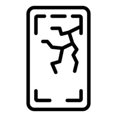 Poster - Cracked smartphone icon outline vector. Screen crack. Phone display
