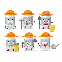 Sticker - Farmer glue stick cute mascot character with fork