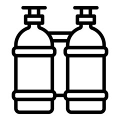 Oxygen double tank icon outline vector. Medical therapy. Home equipment