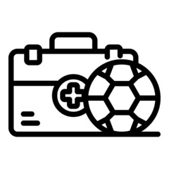 Poster - Soccer medical box icon outline vector. Sport emergency. Suitcase health