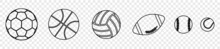 Sport Balls Set. Ball Icons. Balls For Football, Soccer, Basketball, Tennis, Baseball, Volleyball. Vector Illustration