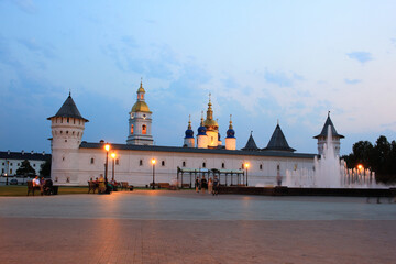 Evening view of the Tobolsk Kremlin on Red Square