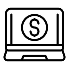 Wall Mural - Laptop work icon outline vector. Money income. Freelance job