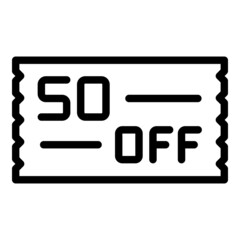 Poster - 50 percent off icon outline vector. Digital price. App offer