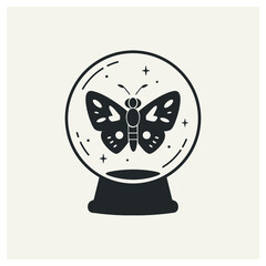Wall Mural - fortune telling crystal ball with a butterfly inside. the butterfly has a slotted pattern. good for 