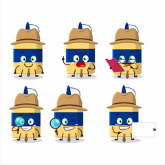 Sticker - Detective paper glue cute cartoon character holding magnifying glass