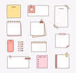 Different types of memo notes. flat design style vector illustration.