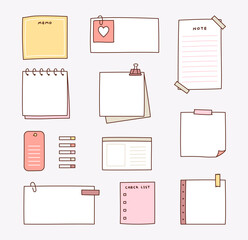 Poster - Different types of memo notes. flat design style vector illustration.