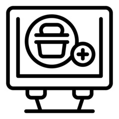 Poster - Online store monitor icon outline vector. Cart mobile. Web business