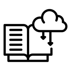 Poster - Cloud digital reading icon outline vector. Online book. Study education