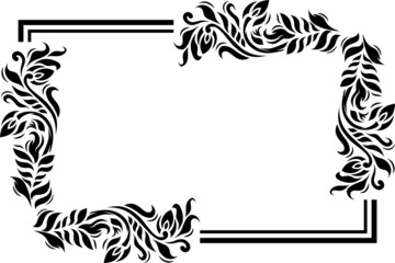 Poster - simple vector tribal design floral element with for frame background in black and white colors. Decorative magic frame with leaf, ornate elements in doodle style. Floral, ornate, decorative.