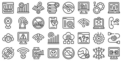 Poster - Lost connection icons set outline vector. Atenna available. Signal cell