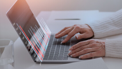 Aufkleber - Multi exposure image for economics, finance, business analytics concept