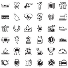 Running Icons. Line With Fill Design. Vector Illustration.