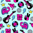 rock and roll comic vector seamless patterm. Background for clothing print, wallpaper, wrapping paper, textile