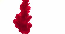 Red Blood Flows On A White Background
