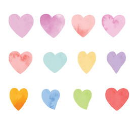 Poster - valentine's hearts watercolor elements set.